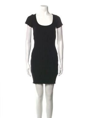 Simon Miller Black Ribbed Scoop-Neck Mini Dress